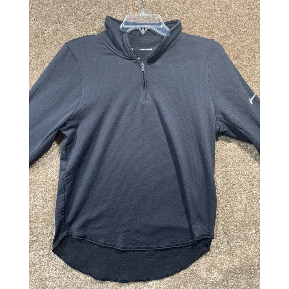 Women's Nike Running 1/4 Zip Pullover -‎ Small - Black Warm Stretch